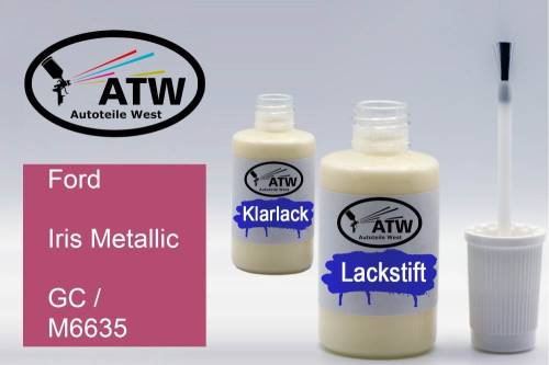 Ford, Iris Metallic, GC / M6635: 20ml Lackstift + 20ml Klarlack - Set, von ATW Autoteile West.